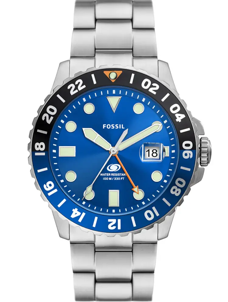 Fossil Blue Dual Time Silber / Blau